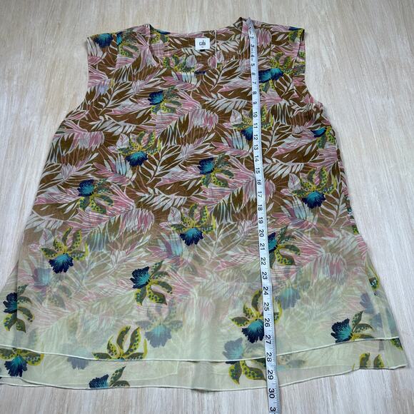 Cabi Sleeveless Tropical Print Parlor Resortwear Vacation Coastal Casual Top XL - Picture 6 of 16